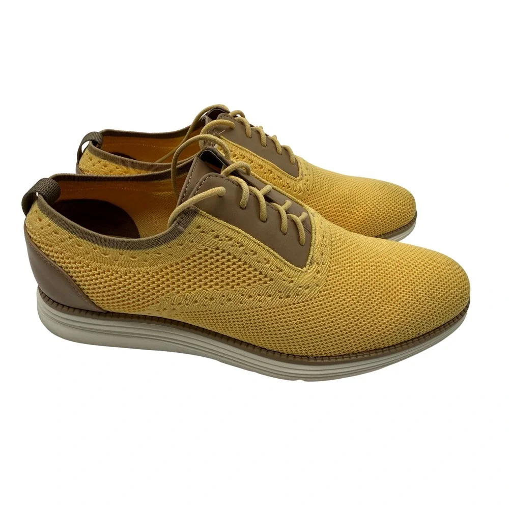 Brooklyn 718 Knit Oxford Shoes Mens 8.5 Yellow Excellent Wingtip Sneakers